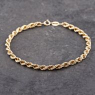 Pre-Owned 9ct Yellow Gold 7.5 Inch Rope Chain Bracelet 41061306