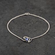 Pre-Owned White Gold 0.35ct Tanzanite & 0.07ct Diamond Pear Shaped Ribbon Curl 7 Inch Belcher Bracelet 41061320