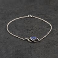Pre-Owned White Gold 0.76ct Tanzanite & 0.05ct Diamond Pear Shaped Ribbon 7 Inch Belcher Bracelet 41061321