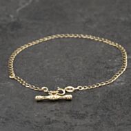 Pre-Owned 9ct Yellow Gold T Bar 7.5 Inch Curb Chain Bracelet 41061344