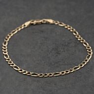 Pre-Owned 9ct Yellow Gold 7.5 Inch Figaro Chain Bracelet 41061364