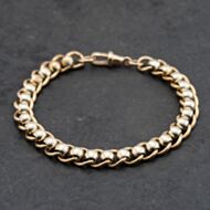 Pre-Owned 9ct Yellow Gold Roller Ball 8.5 Inch Curb Chain Bracelet 41081167