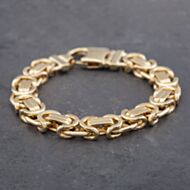Pre-Owned 9ct Yellow Gold Heavy 9 Inch Byzantine Chain Bracelet 41081172