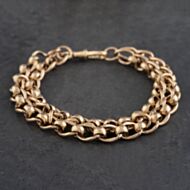 Pre-Owned Vintage Rose Gold Double Roller Ball 9 Inch Curb Chain Bracelet 41081208