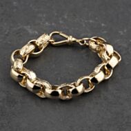 Pre-Owned 9ct Yellow Gold Patterned Link 7 Inch Belcher Chain Bracelet 41081217
