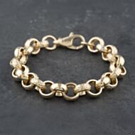 Pre-Owned 9ct Yellow Gold Patterned Link 8.5 Inch Chain Bracelet 41081225