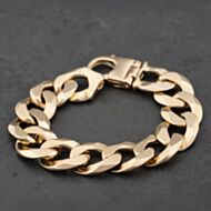 Pre-Owned 9ct Yellow Gold Heavy 9 Inch Curb Chain Bracelet 41081244