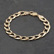 Pre-Owned 9ct Yellow Gold Heavy 8 Inch Curb Chain Bracelet 41081254