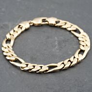 Pre-Owned 9ct Yellow Gold 3+1 9 Inch Figaro Chain Bracelet 41081255