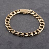 Pre-Owned 9ct Yellow Gold Heavy Square 8 Inch Curb Chain Bracelet 41081263