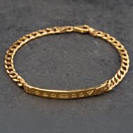 Pre-Owned 9ct Yellow Gold Gold Bar Style 8 Inch Curb Identity Bracelet 41081264