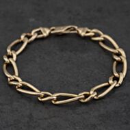 Pre-Owned 9ct Yellow Gold 8 Inch Figaro Chain Bracelet 41081279