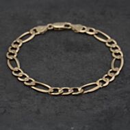Pre-Owned 9ct Yellow Gold 8.5 Inch Figaro Chain Bracelet 41081280