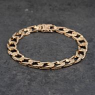 Pre-Owned 9ct Yellow Gold Bark Effect Finish 8 Inch Curb Chain Bracelet 41081282