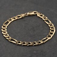 Pre-Owned 9ct Yellow Gold 8.5 Inch Figaro Chain Bracelet 41081315