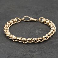 Pre-Owned 9ct Yellow Gold Roller Ball 7.5 Inch Chain Bracelet 41081325