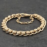 Pre-Owned 9ct Yellow Gold Patterned Roller Ball 8.5 Inch Chain Bracelet 41081326