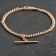 Pre-Owned Vintage 9ct Rose Gold 9.5 Inch Curb T-Bar Bracelet 41081353