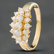 Pre-Owned 14ct Yellow Gold Cubic Zirconia Three Row Ring 41101177