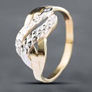 Pre-Owned 14ct Two Colour Gold Diamond Cut Crossover Ring 41101341