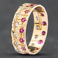 Pre-Owned Vintage 9ct Yellow Gold Red & White Synthetic Spinel Full Eternity Ring 41101509