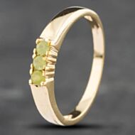 Pre-Owned 9ct Yellow Gold Chrysoprase Three Stone Ring 41101672