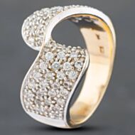 Pre-Owned 9ct Two Colour Gold Cubic Zirconia Pave Ribbon Dress Ring 41101881