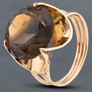 Pre-Owned 14ct Yellow Gold Smokey Quartz Round Dress Ring 41102287
