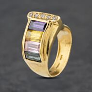 Pre-Owned 18ct Yellow Gold White & Coloured Cubic Zirconia Dress Ring 41102389