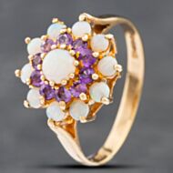 Pre-Owned 9ct Yellow Gold Opal & Amethyst Cluster Ring 41102429