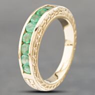 Pre-Owned 9ct Yellow Gold Emerald Channel Set Half Eternity Ring 41102543