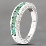 Pre-Owned 9ct White Gold Emerald Half Eternity Ring 41102544