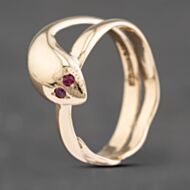 Pre-Owned Vintage 9ct Yellow Gold Ruby Snake Signet Ring 41102549