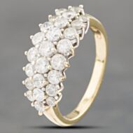 Pre-Owned 9ct Yellow Gold Cubic Zirconia Three Row Ring 41102570