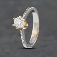 Pre-Owned 14ct Two Colour Gold Cubic Zirconia Solitaire Ring 41102608