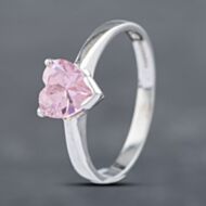 Pre-Owned 9ct White Gold Pink Cubic Zirconia Heart Shape Dress Ring 41102655