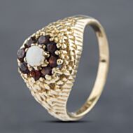 Pre-Owned 9ct Yellow Gold Opal & Garnet Cluster Ring 41102665