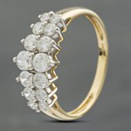Pre-Owned 14ct Yellow Gold Cubic Zirconia Graduated Two Row Ring 41102718