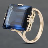 Pre-Owned Vintage Yellow Gold Synthetic Stone Large Square Dress Ring 41102771