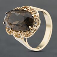 Pre-Owned Vintage Yellow Gold Synthetic Quartz Large Oval Filigree Dress Ring 41102774