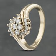 Pre-Owned 9ct Yellow Gold Cubic Zirconia Fancy Cluster Ring 41102807