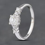 Pre-Owned 9ct White Gold Cubic Zirconia Shoulder Set Solitaire Ring 41102857