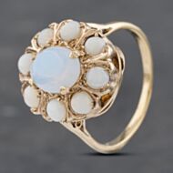 Pre-Owned Vintage Yellow Gold Opal & Moonstone Oval Cluster Ring 41102884
