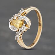 Pre-Owned 9ct Yellow Gold Yellow Quartz & White Spinel Dress Ring 41102892