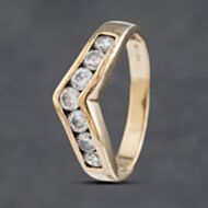 Pre-Owned 9ct Yellow Gold Cubic Zirconia Channel Set Half Wishbone Ring 41102914
