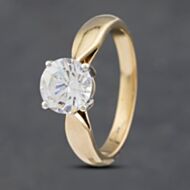 Pre-Owned 9ct Yellow Gold Cubic Zirconia Four Claw Solitaire Ring 41102915
