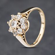 Pre-Owned 9ct Yellow Gold White Spinel Cluster Ring 41102920