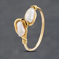 Pre-Owned 18ct Yellow Gold Baroque Pearl Two Row Ring 41102926