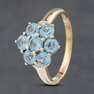 Pre-Owned 9ct Yellow Gold Blue Topaz Cluster Ring 41102927