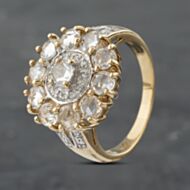 Pre-Owned 9ct Yellow Gold White Spinel & White Sapphire Large Round Cluster Ring 41102952